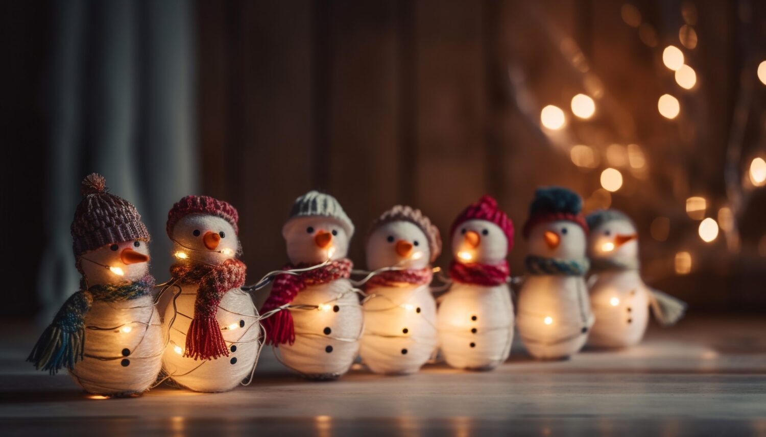 Winter night, snowman glowing with joy generated by artificial intelligence